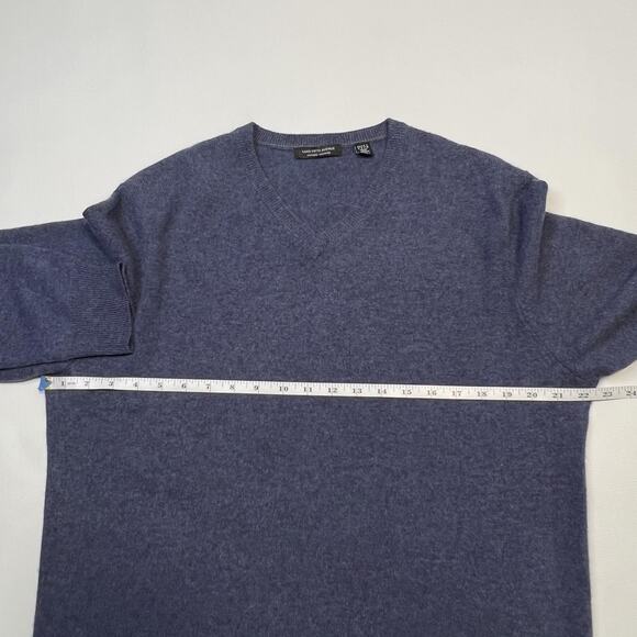 Saks Fifth Avenue Sweater Mens Large Blue Cashmere Pullover V Neck Soft Classic - Picture 9 of 11